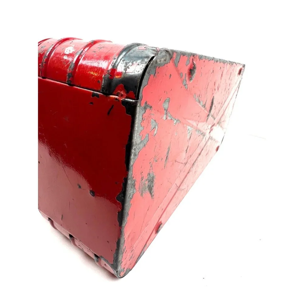 Vtg 1940s Red Metal Tool box Little Pal Handy Kit Art Deco Tool Box Salvage